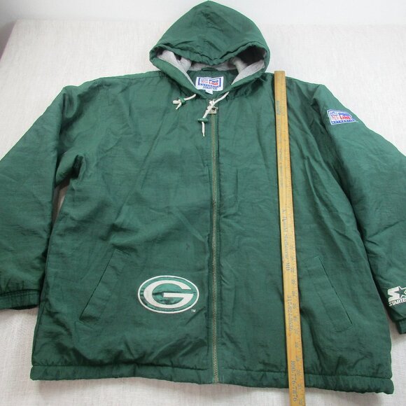 NFL Green Bay Packers Pro Line Starter Jacket Football Mens XL Green Hood Zipper - Picture 9 of 12